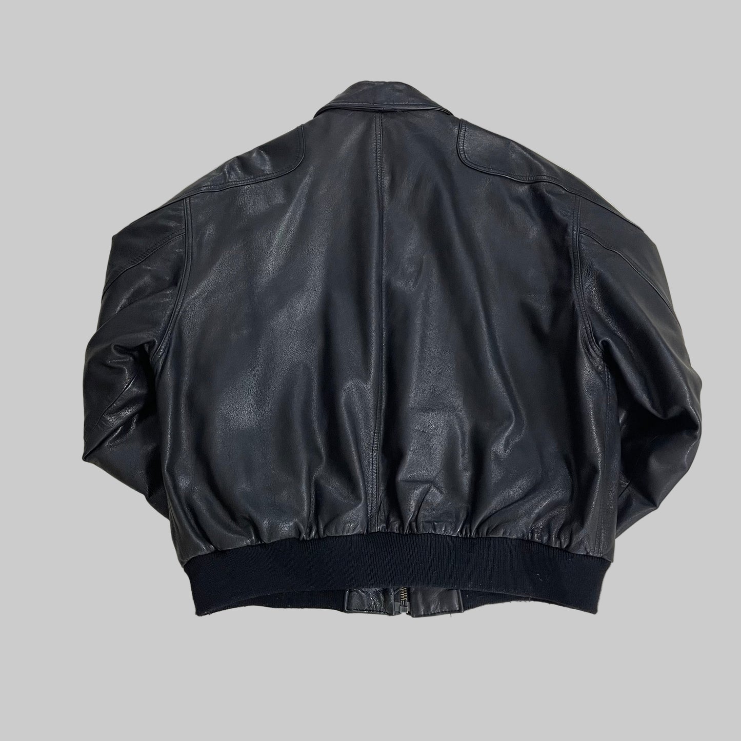 Bomber nero in pelle Vintage