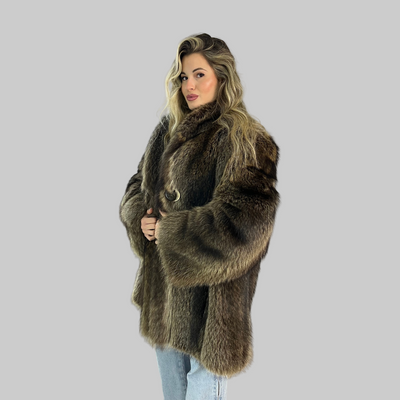 Pelliccia in marmotta modello voluminoso