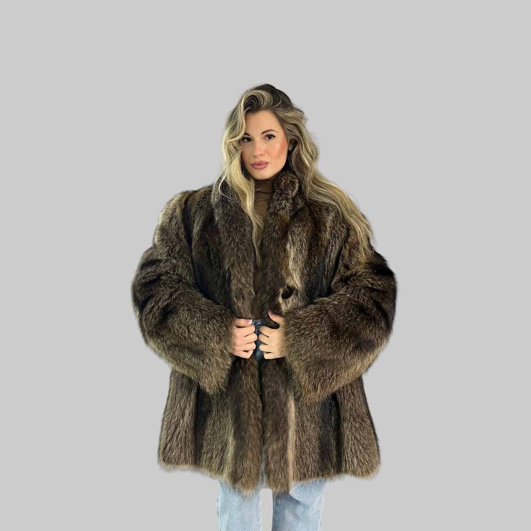 Pelliccia in marmotta modello voluminoso