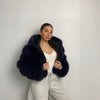 Pelliccia di volpe crop blu navy