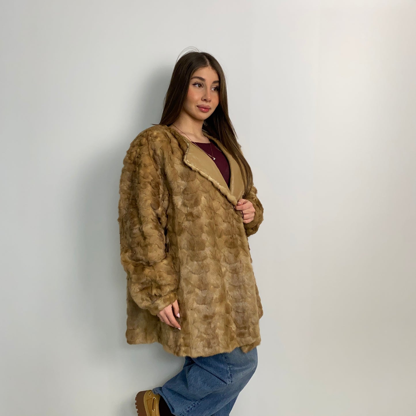 Cappotto in visone miele n459