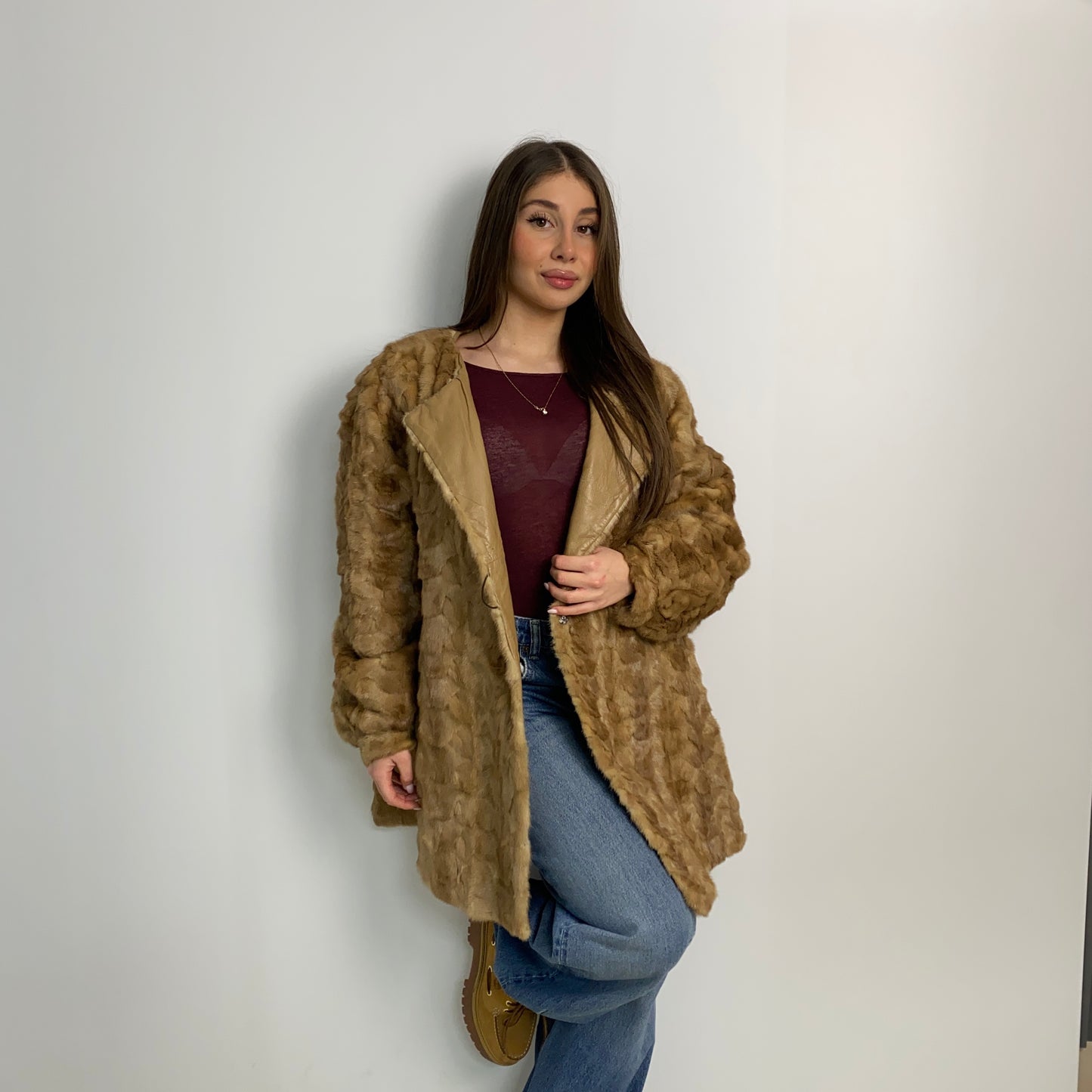Cappotto in visone miele n459