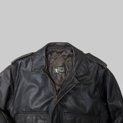 Giubbotto nero in pelle Vintage