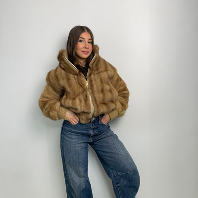 Bomber in visone con zip