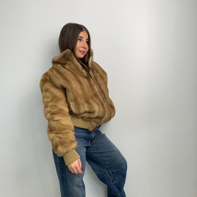 Bomber in visone con zip