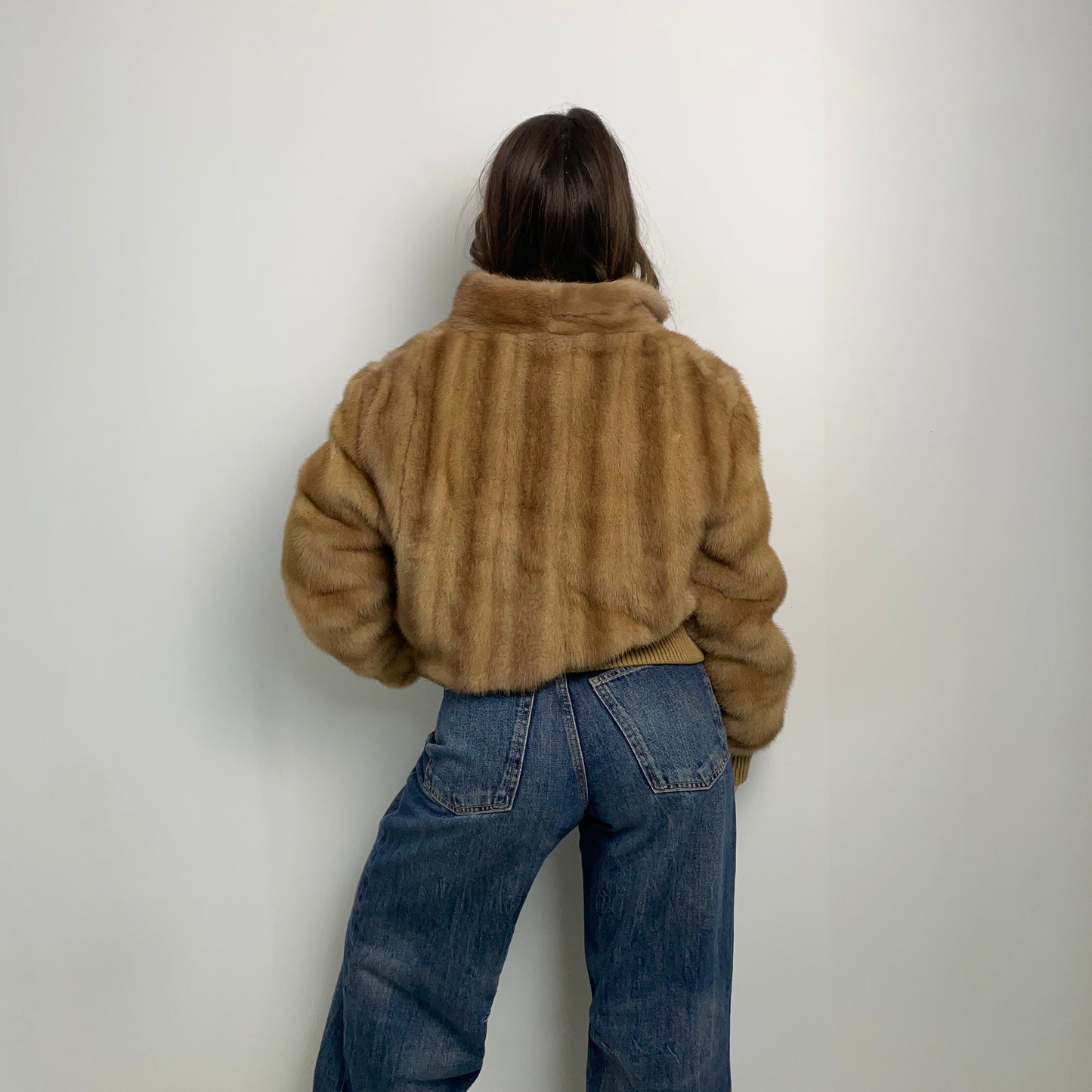 Bomber in visone con zip