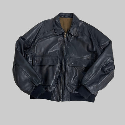 Bomber nero in pelle Vintage