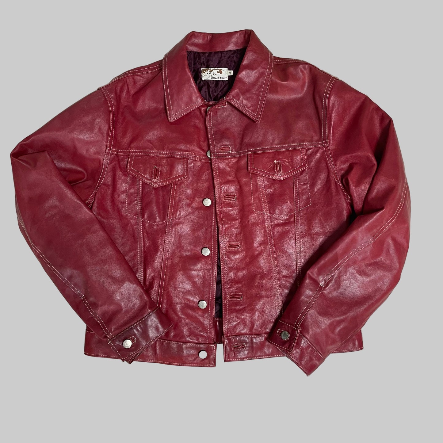 Giubbotto rosso in pelle Vintage