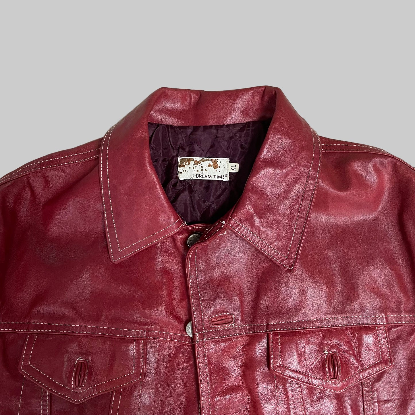 Giubbotto rosso in pelle Vintage