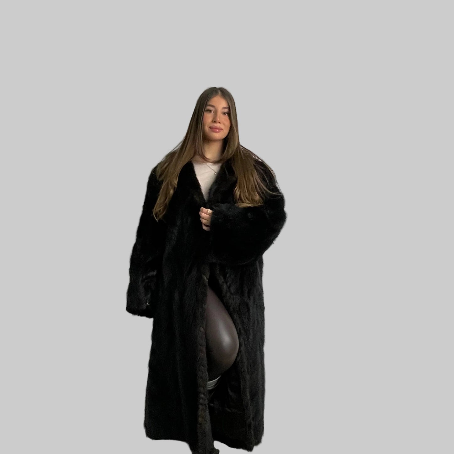 Cappotto in visone nero